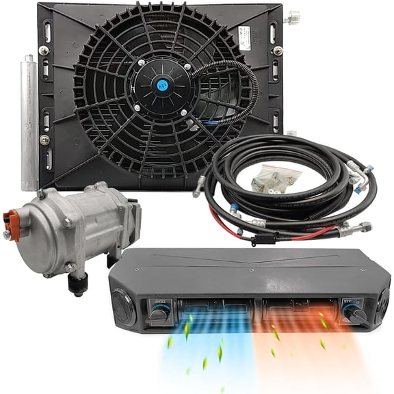 Universal 12V Under Dash Air Conditioner Kit, Heating & Cooling Electric AC Unit for Car, Van, RV, Truck (10000BTU, Energy Saving Scroll Compressor)