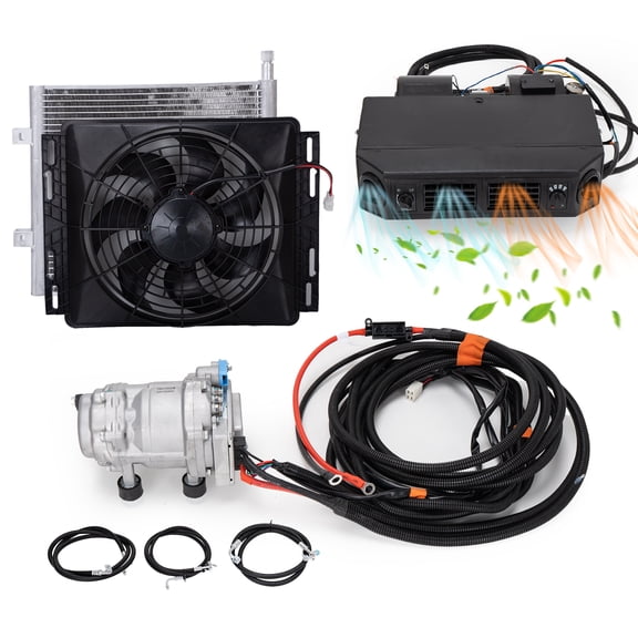 Universal 12V Underdash Car AC Kit, Cool & Heat Electric Scroll Compressor Automotive Air Conditioner, Grey