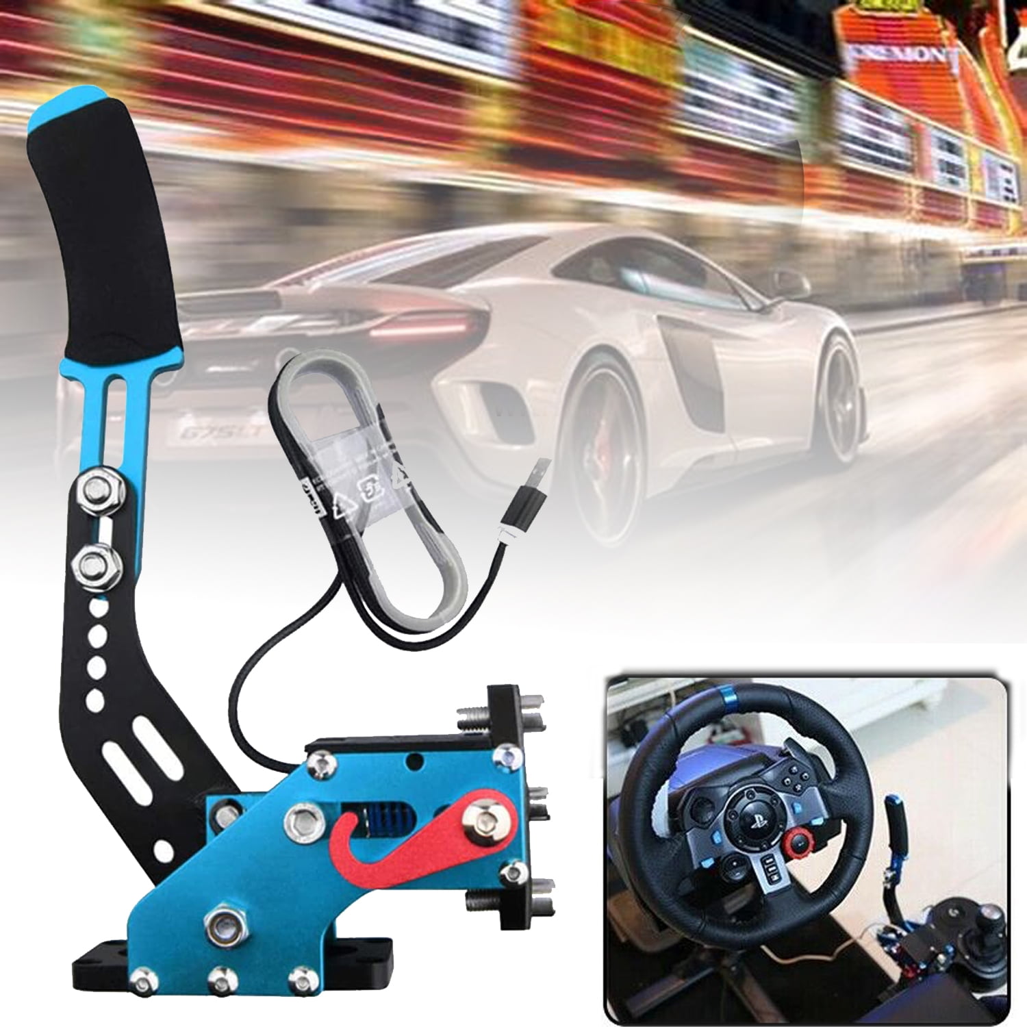 Universal 14Bit USBGame Handbrake PC Windows Professional Drift Racing Games  Simulate Linear Handbrake For Logitech G20 G27 G29 G290 Steering  Wheel(Blue) 