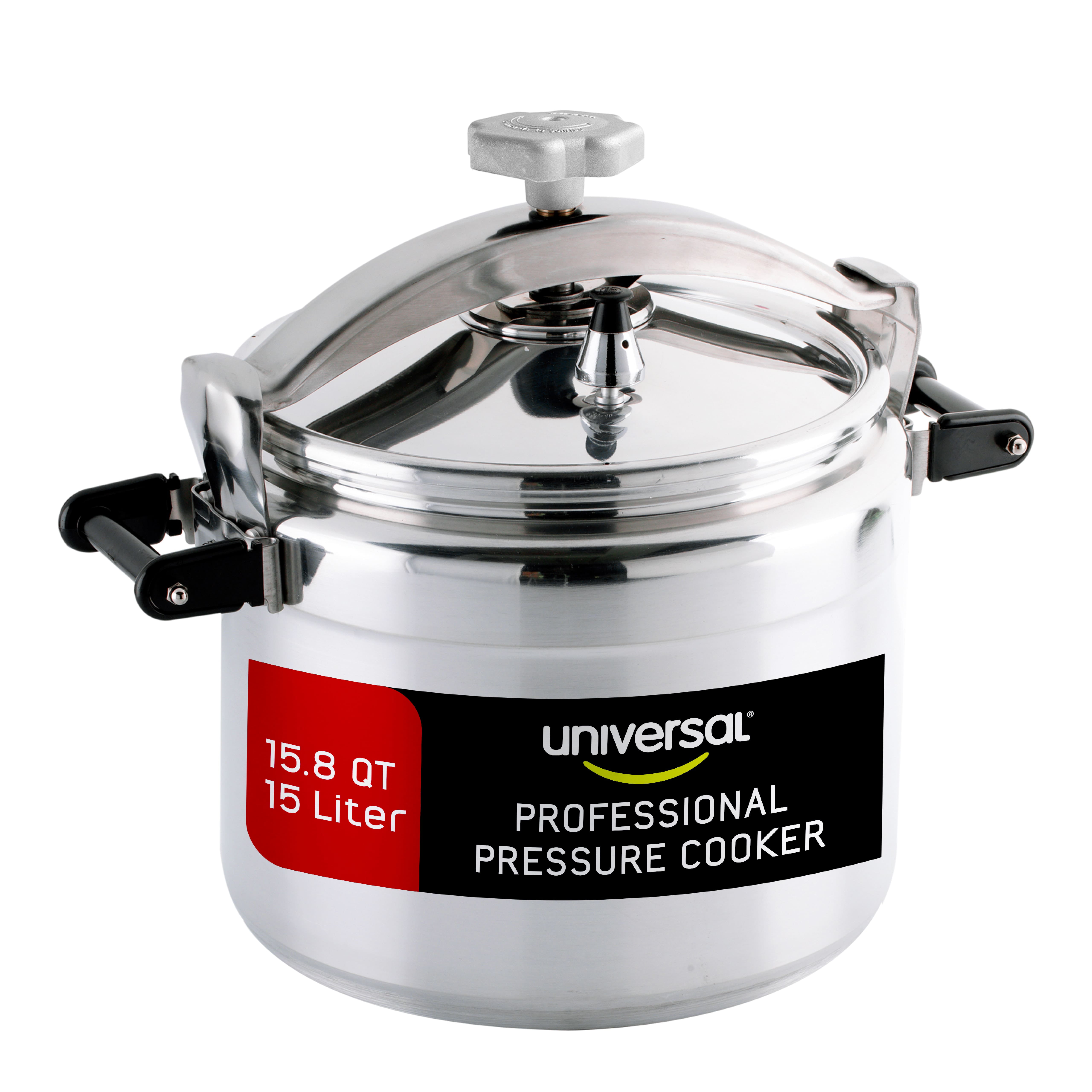 Universal 26Qt / 25L Professional Pressure Cooker, Sturdy, Heavy-Duty Aluminum Construction with Multiple Safety Systems