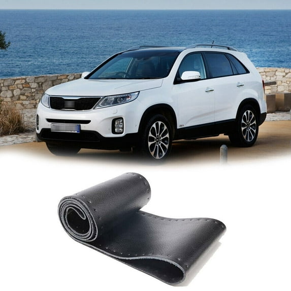 Universal 15" Car Steering Wheel Black Leather Cover DIY Size M Trunk Boat