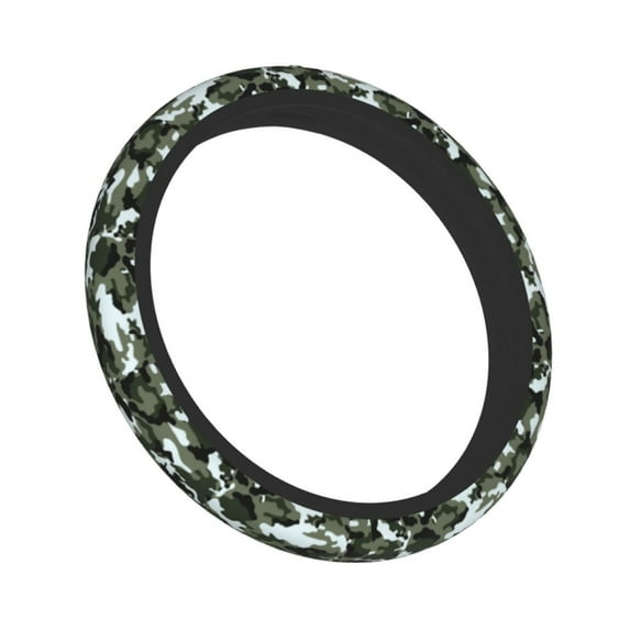 Universal 15 Inch Gray Camouflage Print Elastic Stretch Neoprene Steering Wheel Cover For Car Truck Suv