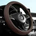 thumbnail image 1 of Universal 15 Inch Steering Wheel Cover - Breathable PU Leather with Odorless Rubber Grip, Non-Slip Classic Design, Fits Most Cars & SUVs(Coffee), 1 of 6