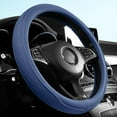 thumbnail image 1 of Universal 15 Inch Steering Wheel Cover - Breathable PU Leather with Odorless Rubber Grip, Non-Slip Classic Design, Fits Most Cars & SUVs(Navy), 1 of 6