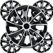 Universal 15 inch Hub Caps Wheel Covers for Cars Set of 4 Fits Most Cars Hubcaps for Truck SUV Accessories (Silver Lacquer & Black Lacquer)