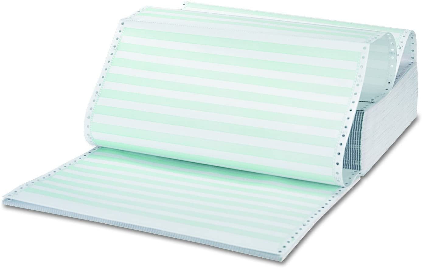 Universal 15754 Green Bar Computer Paper, Perforated 3-Part Carbonless 