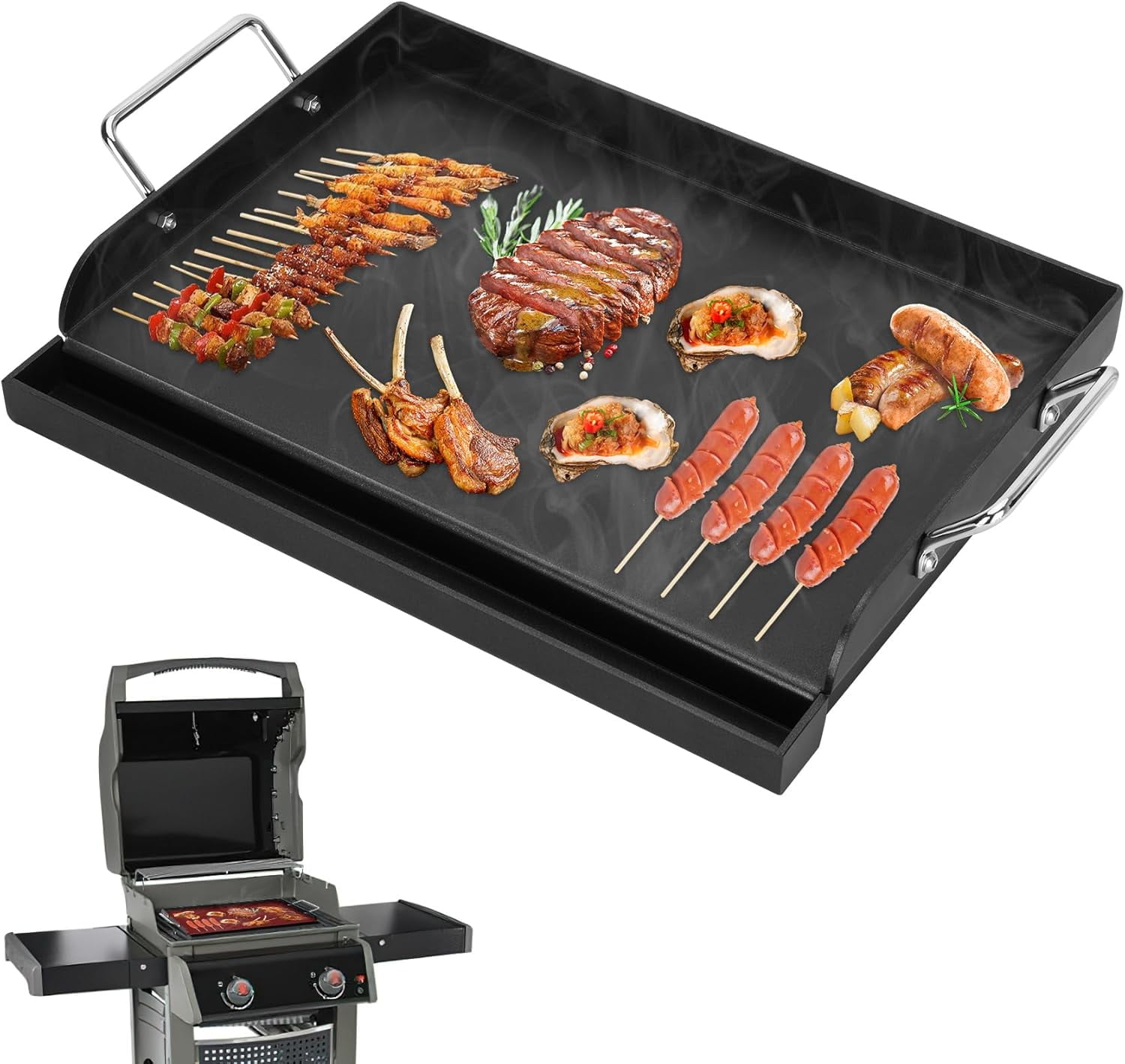 Universal 17" x 13" Nonstick Coating Cooking Griddle for Gas Grill