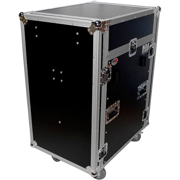 ProX T-16MRSS13ULT Flight Case with Laptop Shelf and Casters for 16U Rack x 13U Top Mixer DJ Combo