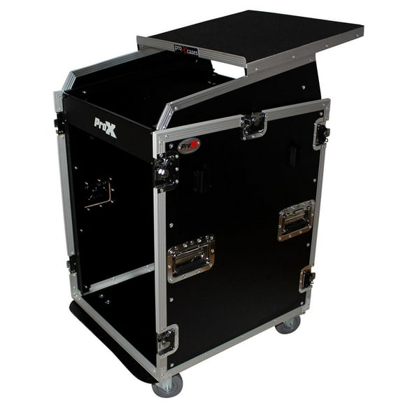 ProX T-16MRSS13ULT Flight Case with Laptop Shelf and Casters for 16U Rack x 13U Top Mixer DJ Combo