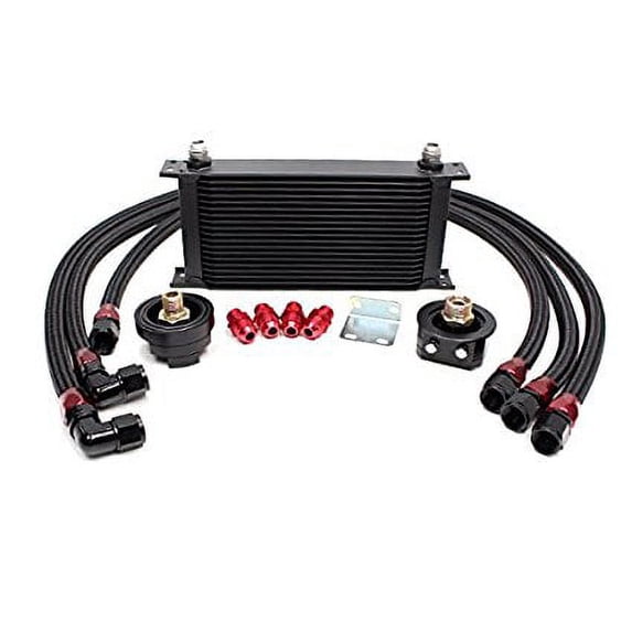 Universal 19 Row Oil Cooler Kit with Oil Filter Relocation Kit (Bar & Plate Core)