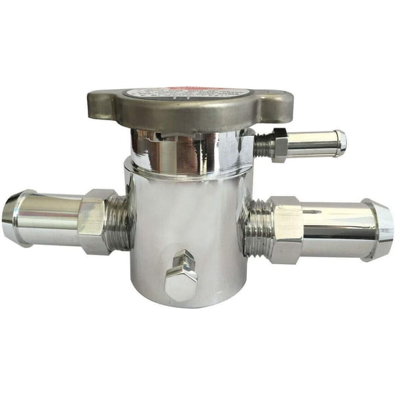 Universal 19mm Aluminum Inline Filler Neck - 3/4" Coolant Water Tank Header Hose W/Cap Natural