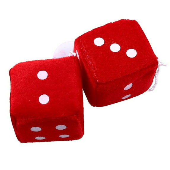 Universal 1Pair Light Up View Tech Mirror Dots Accessories Zone Rear Fuzzy Plush Car Hanging Dice RED