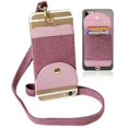 thumbnail image 1 of Universal 2 in 1 Pink iPhone Necklace Holder & Credit Card Holder, Cell Phone Neck Strap Holder Compatible with iPhone 6 6S 7 8 8 XR XS Max Plus 11 Pro Note 10 Plus and Other Smart Phones, 1 of 6