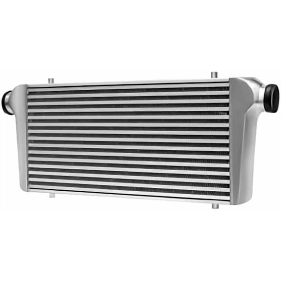 Universal 2.5" Inlet/Outlet Intercooler 31 * 12 * 3inch Large Front Mount Aluminum Polished Intercooler Direct Replacement for any Turbo Charger System Silver
