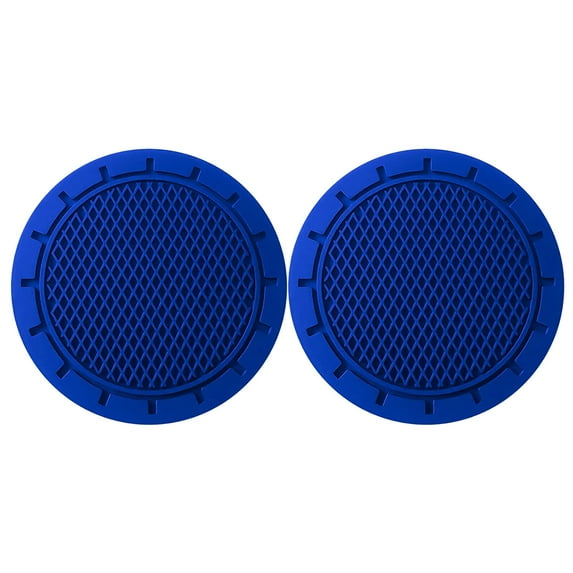 Universal 2.75-Inch Cup Holder Insert Mat 2-Pack - Non- Car Cup Stabilizer with Great Fit for Most Vehicle Holders - Blue