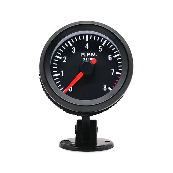 Universal 2" Digital LED Tachometer Gauge, 0-8000RPM RPM Meter with Gauge Holder, for 12V Gasoline Car Engines (1-8 Cylinders), Easy Installation, Black