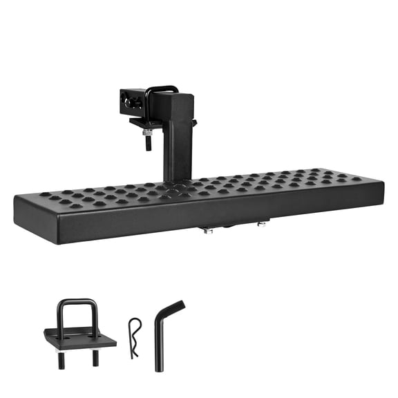 Universal 2 Inch Receiver Hitch Step 350 LBS Capacity Wide Non Slip Tow Bumper Guard Protector Pin Kit Stabilizer for Pickup Truck Trailer SUV