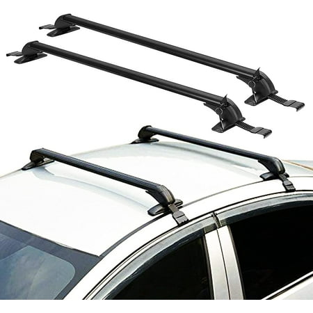 Universal 2 PCS 43 inch Roof Rack Cross Bar w/ Anti-Theft Lock Adjustable Window Frame
