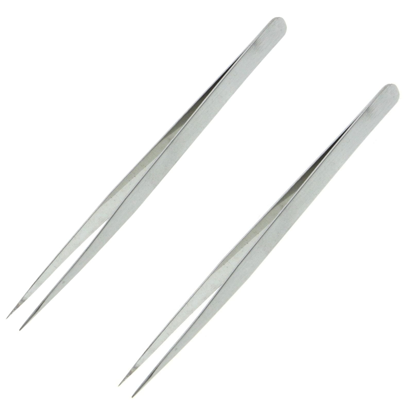 Universal 2 Pack Fine Point Precision Tweezers for Eyebrow and Hair Removal, Size: Standard, Silver