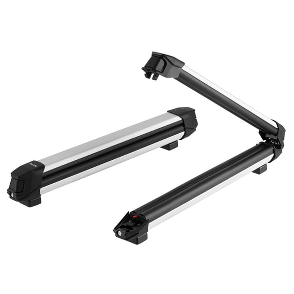 Universal 2 Piece Aluminum Roof Rack for Skis Snowboards Fishing Rods Lock Rubber Pads Fits Most Slotted Crossbars 6 Ski or 4 Snowboard Capacity