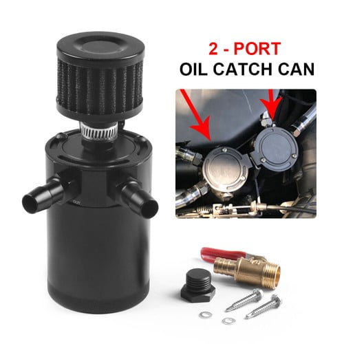 Universal 2-Port Oil Catch Can Tank Reservoir with Drain Valve Breather ...