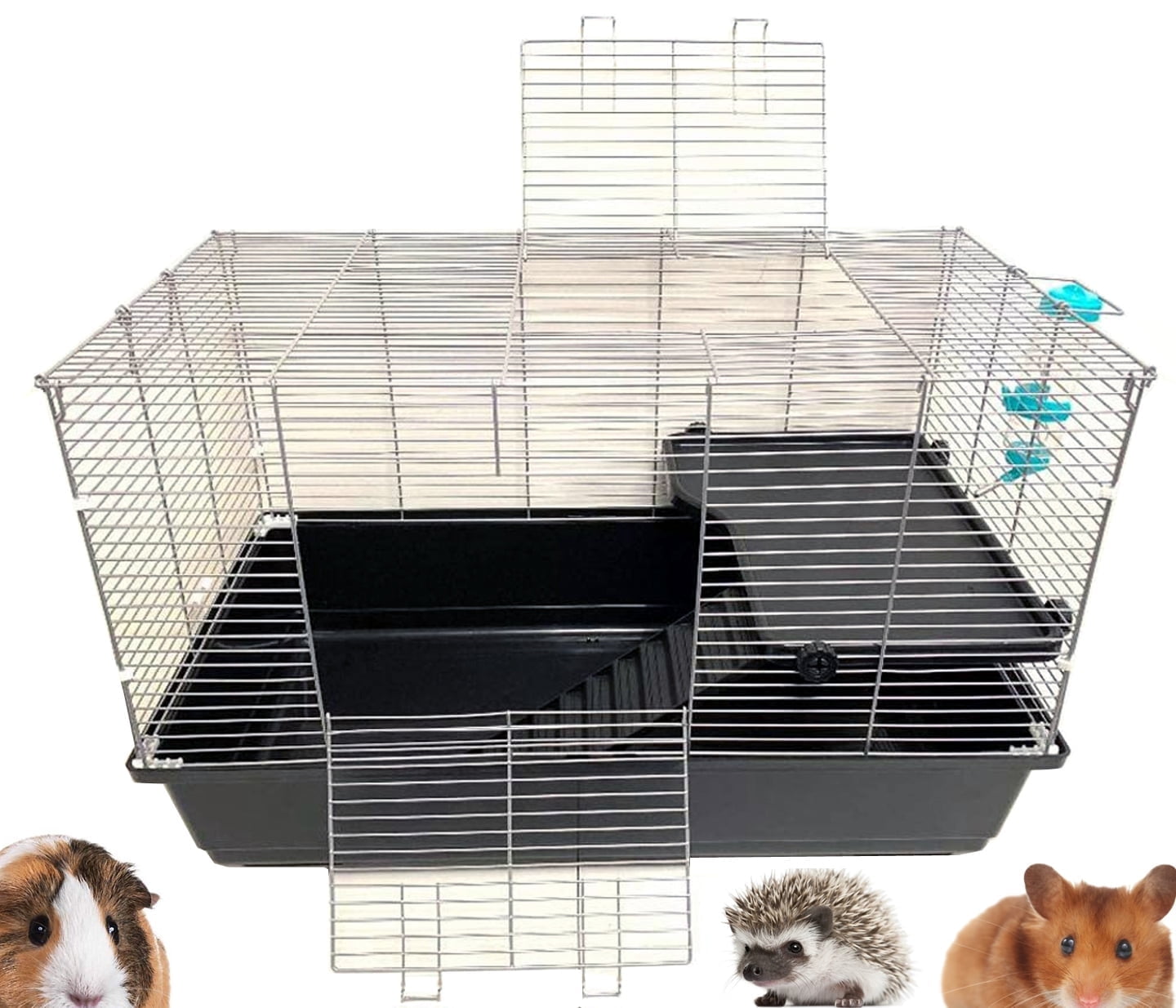 Universal 2-Story Small Animal Critter Home House Habitat Cage Tight 3/8-Inch Bar Spacing For Hamster Guinea Pig Mouse Mice Rat Hedgehog Gerbil