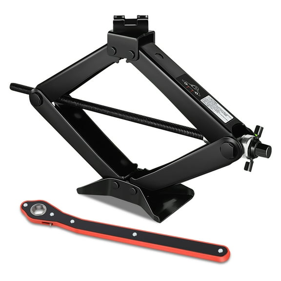Universal 2 Ton (4409 LBs) Scissor Lift Jack + Ratchet Wrench Wheels Tyre Lift Repair Tools Black