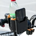 thumbnail image 1 of Universal 2-in-1 Cup Holder with Phone Slot | ABS Plastic | Fits Stroller, Bike, Wheelchair, Walker, Scooter | Adjustable 360° Clamp | Holds Bottles, Mugs | 1 Pack | Green/Black/Orange | 20×12×8cm, 1 of 7