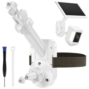 Universal 2-in-1 Wall Mount for Solar Panel and Security Camera, Adjustable 360 Camera Mount with 180 Solar Panel Tilt, 5.91-8.66 in Extension, 1/4"-20 Thread, White