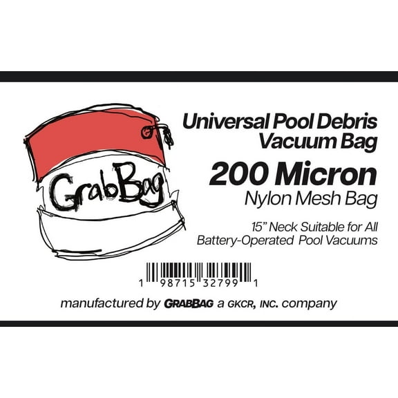 Universal 200 Micron Pool Cleaner Vacuum Bag - Durable Nylon Mesh Bag 15" x 24" - Suitable for All Battery - Operated Pool Vacumms, Fits Hammerhead, PowerVac, Riptide, LeafMaster, Bottom Feeder