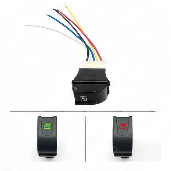Universal 20A 12V/24V 5PIN car electric window switch+adapter wire electric window switch with wire green red light