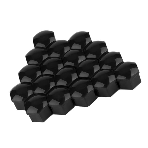 Universal 21mm Car Wheel Hub Screw Bolt Protective Dust Covers and Theft Protection Caps 20-Piece Pack with Removal Clip Black - 0.82 in / 21 mm Inner Diameter