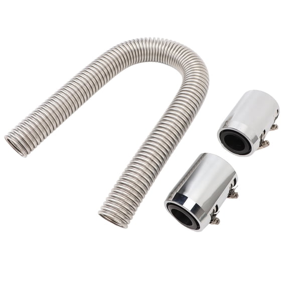 Universal 24 Inches Stainless Steel Flexible Radiator Coolant Water Hose Kit with Connectors for Smooth Efficient Cooling System Engine Operation Silver / 61 cm