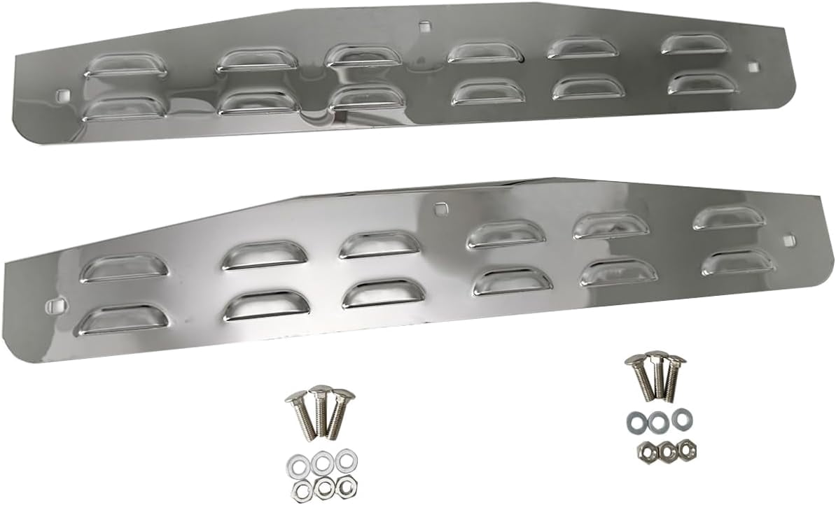 Universal 24" x 4" Semi Trucks Mud Flap Weights Louvered Stainless Steel Mirror Finish w/Hardware, 2 Pack