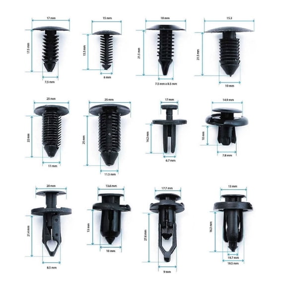Universal 240Pcs Auto Bumper Retainer Clips and Plastic Fastener Rivet Kit (11.8 x 8.7 inches / 30 * 22 cm)