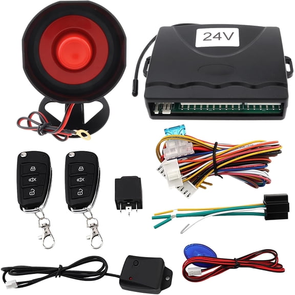 Universal 24V Auto Car Alarm Keyless Entry System for Truck/SUV with Remote Control, Car Alarm Security System