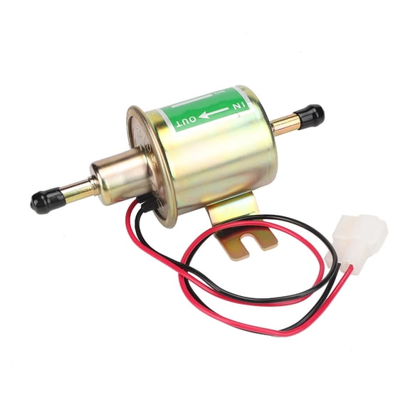 Universal 24V Electric Fuel Pump Plunger Inline Petrol Diesel Replacement Assembly Gold Finish Heavy Duty Motor (Inlet Outlet 0.31 in / 8 mm)