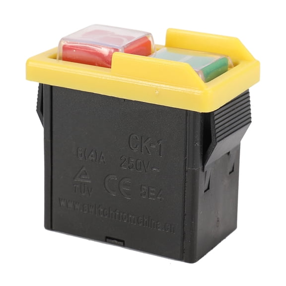 Universal 250V Electromagnetic Safety Switch Waterproof Heavy Duty NVR Emergency Stop Cut Off Killer Dustproof Pushbutton Switch for Grinding Milling Woodworking Machine (2.0 x 2.0 x 1.2 inches)