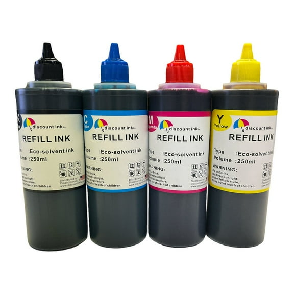 Universal 250ml ECO-Solvent Water Based Ink Compatible for Epson printer Eco-Solvent HTV - 4 Pack