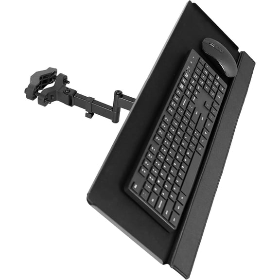 Universal 26 Inch Keyboard and Mouse Tray Pole Mount, 360 Degree Rotation, Neutral Writing Position, Black