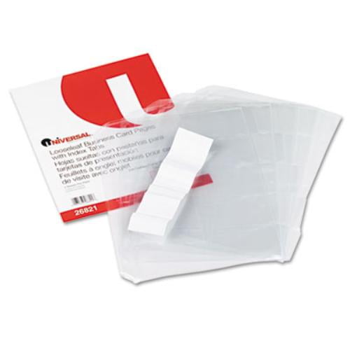 Universal 26821 Business Card 3-Ring Binder Pages, 20 2 x 3 1/2 Cards/Page, 5 Pages/Pack
