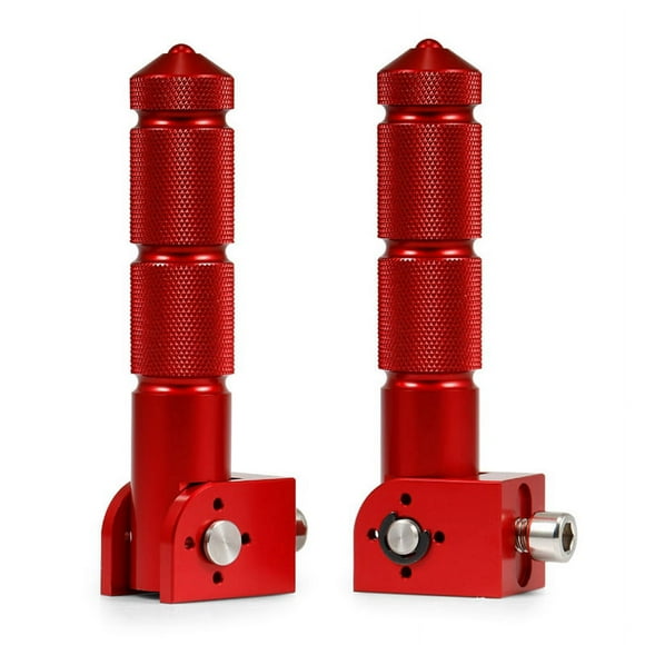 Universal 2Pcs Rear Passenger Foot Pegs Pedals 90 Degree Folding Footrests for Motorcycles Red