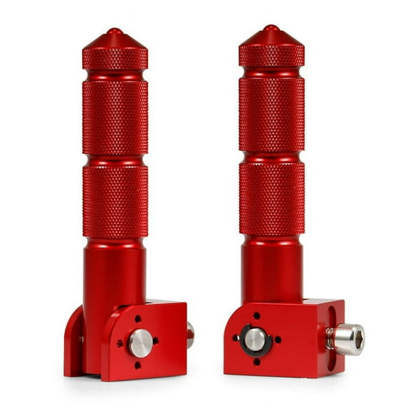 Universal 2Pcs Rear Passenger Foot Pegs Pedals 90 Degree Folding Footrests for Motorcycles Red