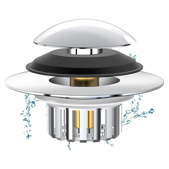 Universal 3 in 1 Bathtub Drain Stopper Bathtub Drain Hair Catcher, Pop-up Tub Stopper with Effective Filter Basket, Anti-Clogging Bathtub Drain Plug Bath Tub Stoppers for 1.45-1.8" Drain Shoe