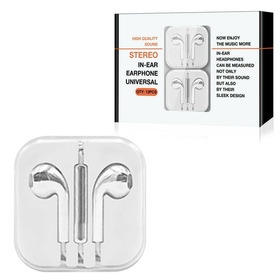 Universal 3.5mm Circular Earbuds With Mic And Volume Control In Silver (12pcs)