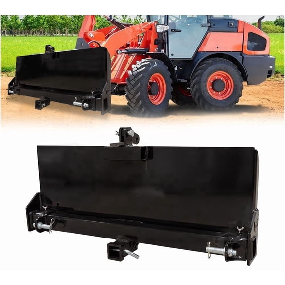 Mytee Products Skid Steer 3 Point Adapter Plate with 2" Trailer Hitch Receiver - Universal Quick Attach Mount with Adjustable Lift Arms 8" to 43" for Loaders & Tractors, Front Attachment
