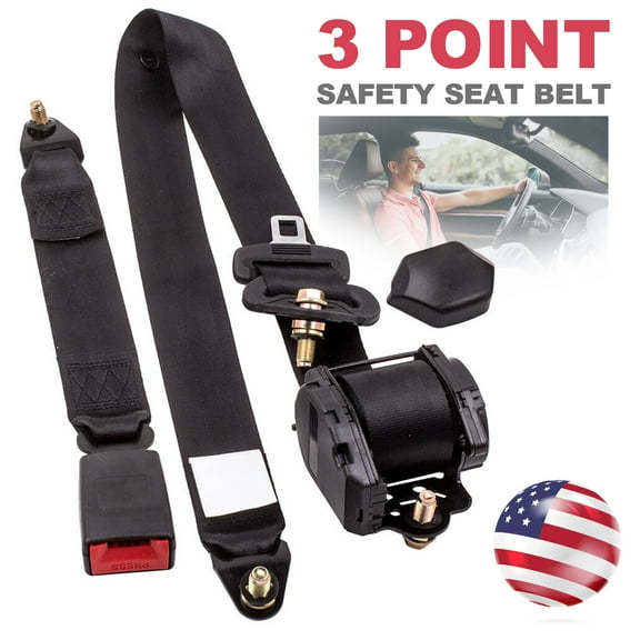 Universal 3 Point Retractable Car Seat Belt Bolt Automatic Safety Strap Buckle