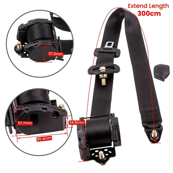 Universal 3-Point Retractable Seat Belt  Adjustable Safety Belt for Cars, Trucks, RVs, Vans, and More