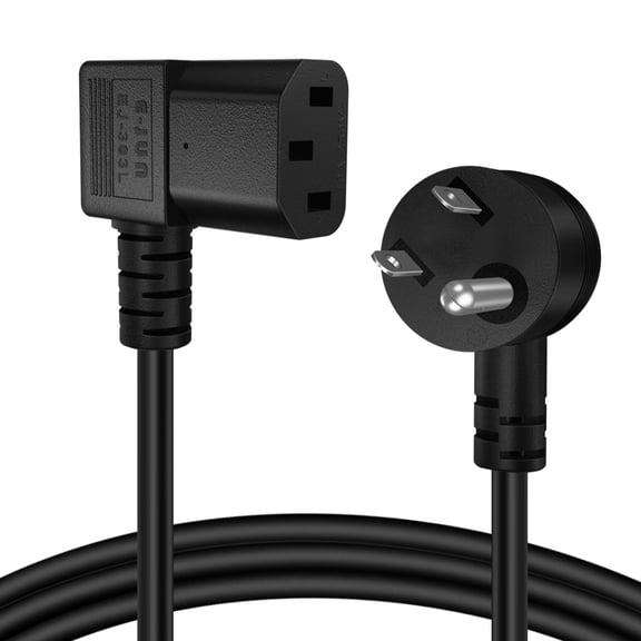 Universal 3 Prong AC Power Cord Cable (6 Feet) NEMA 5-15P to IEC320C13 UL 18AWG Heavy Duty Right Angle Round Connector Plug Wire for 4K LCD TV Screen LED Monitor PC Computer Printer