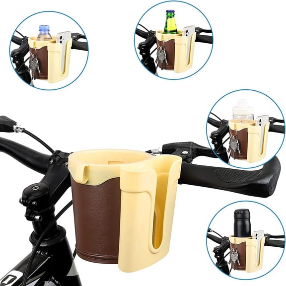 Universal 3-in-1 Bicycle Cup Holder with Phone Mount – Bike Drink Holder with Key Hook, Sturdy Water Bottle Cage for Strollers, Scooters, & Wheelchairs, Easy Installation